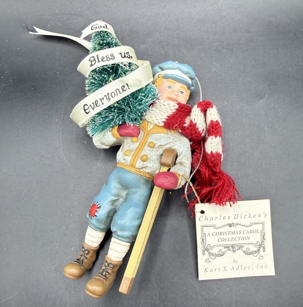 Vintage Kurt S. Adler Tiny Tim God Bless Us Everyone Christmas ornament MWT -C37